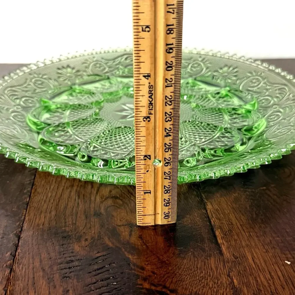 Vintage Indiana Glass Tiara Exclusives Chantilly Green Deviled Egg Plate